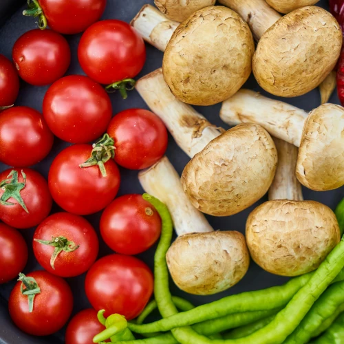 A top-down view of a collection of vegetables.